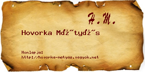 Hovorka Mátyás névjegykártya